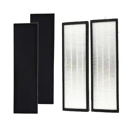 Front. HQRP - True HEPA Replacement Filter Kit for T500 Tower Air Purifier - 2 HEPA + 2 Carbon Pre-Filter Sheets.