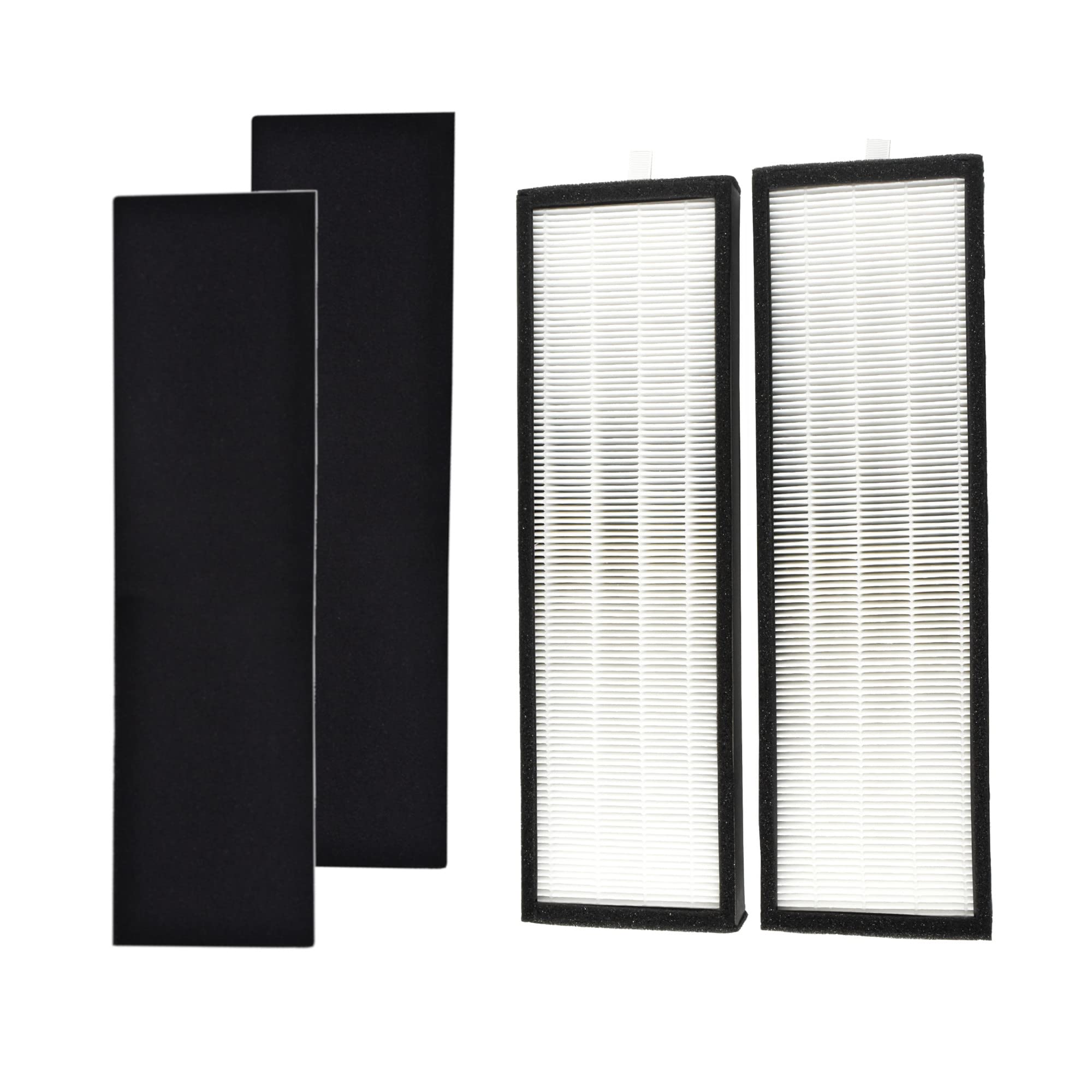 Front. HQRP - True HEPA Replacement Filter Kit for T500 Tower Air Purifier - 2 HEPA + 2 Carbon Pre-Filter Sheets.