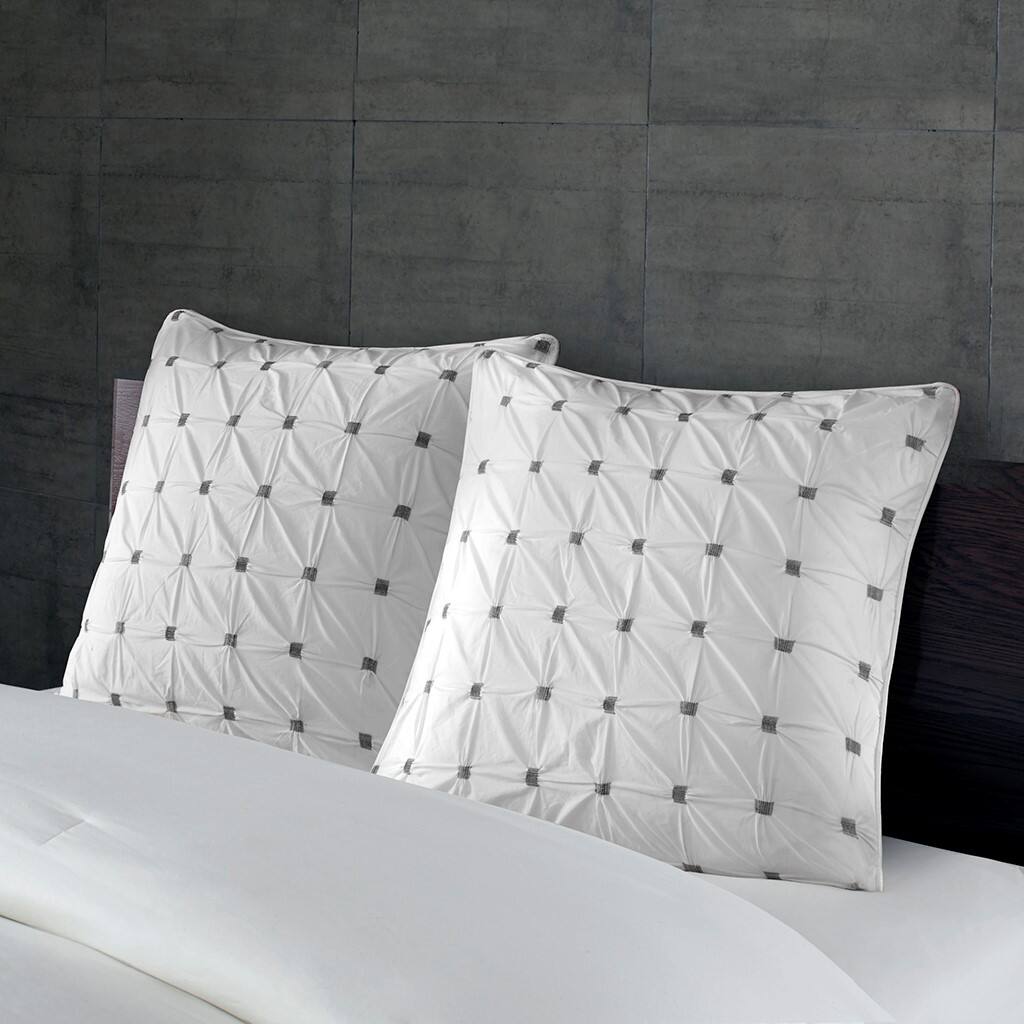 Alt View 5. Gracie Mills - Gracie Mills Darrel Tufted Grey Embroidered Euro Sham - White.
