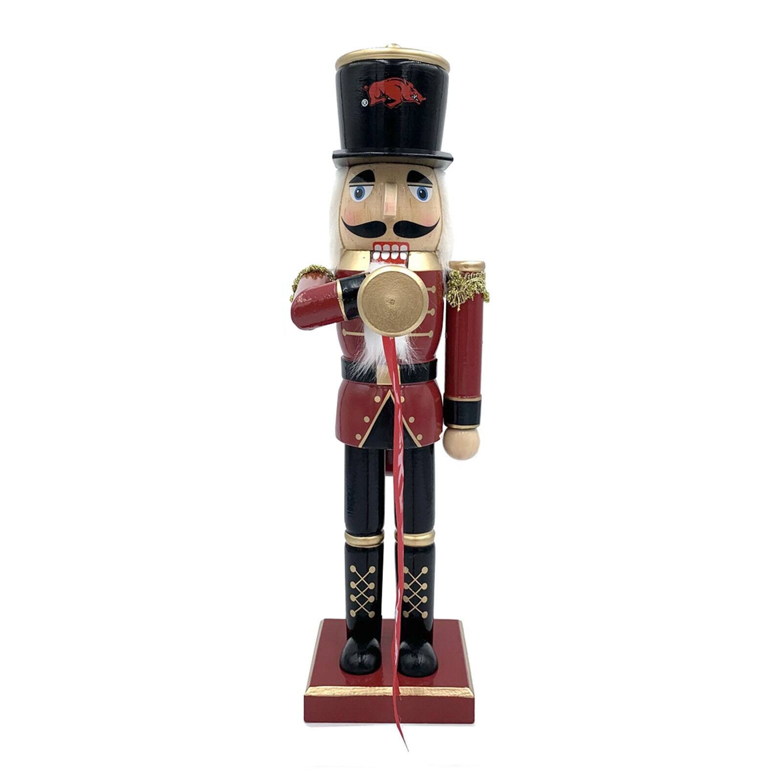 Front. Santa's Workshop - Arkansas Razorbacks 14" Bugler Nutcracker - Red.