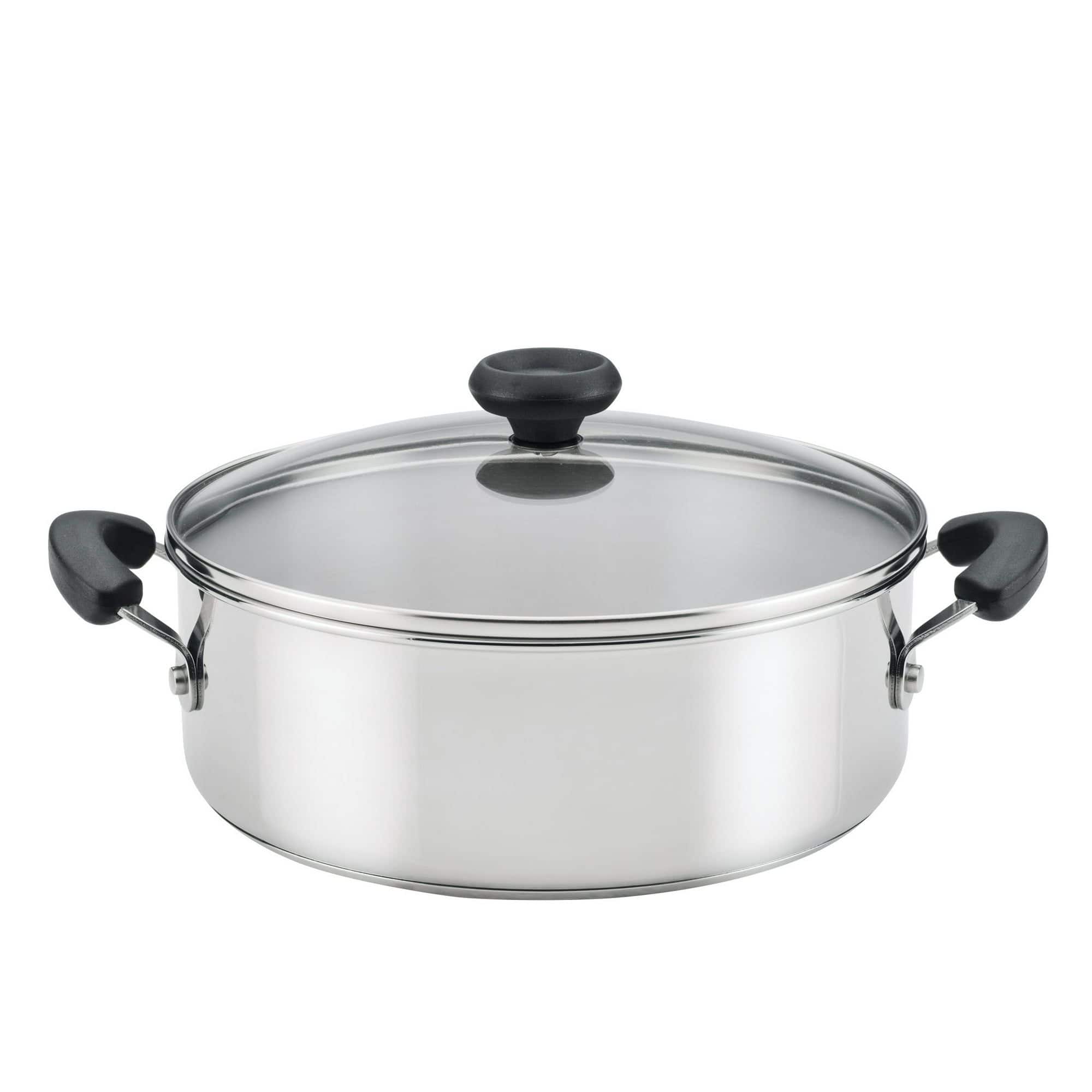 Front. Mirfee - 4 Quart Stainless Steel Dutch Oven, Induction & Dishwasher Safe - Silver.