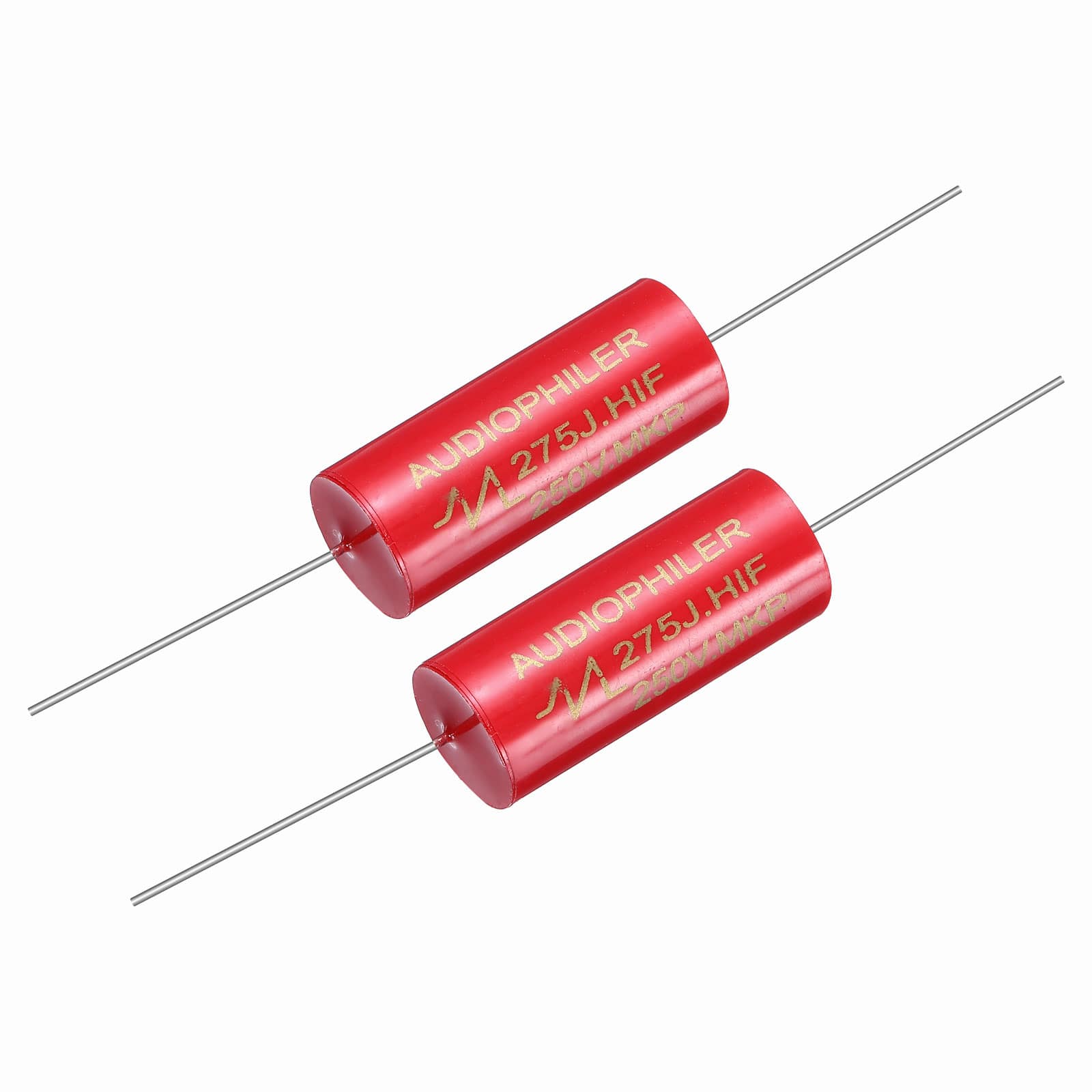 Unique Bargains - 2pcs 2.7uF 250V Axial MKP Film Capacitor for Audio Speaker Crossover Frequency Divider - Red price history on PriceWatchPro