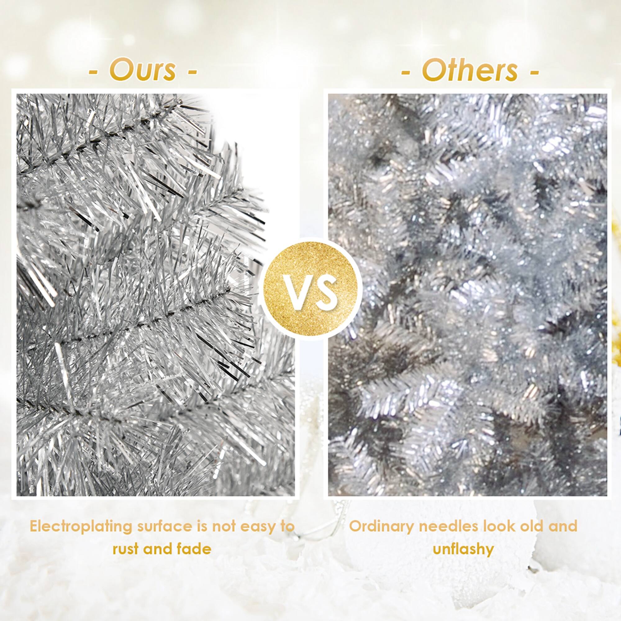 Ours vs Others: Electroplating surface is not easy to rust and fade. Ordinary needles look old and unflashy.