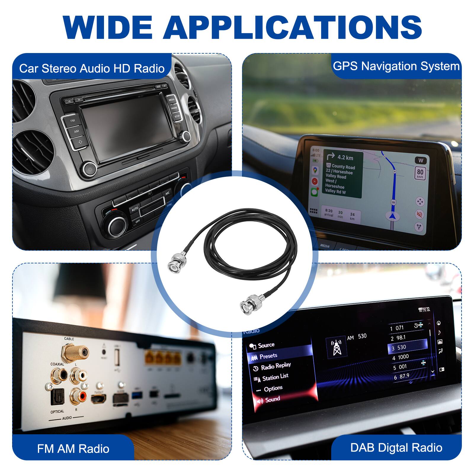 WIDE APPLICATIONS

Car Stereo Audio HD Radio

GPS Navigation System

FM AM Radio

DAB Digital Radio