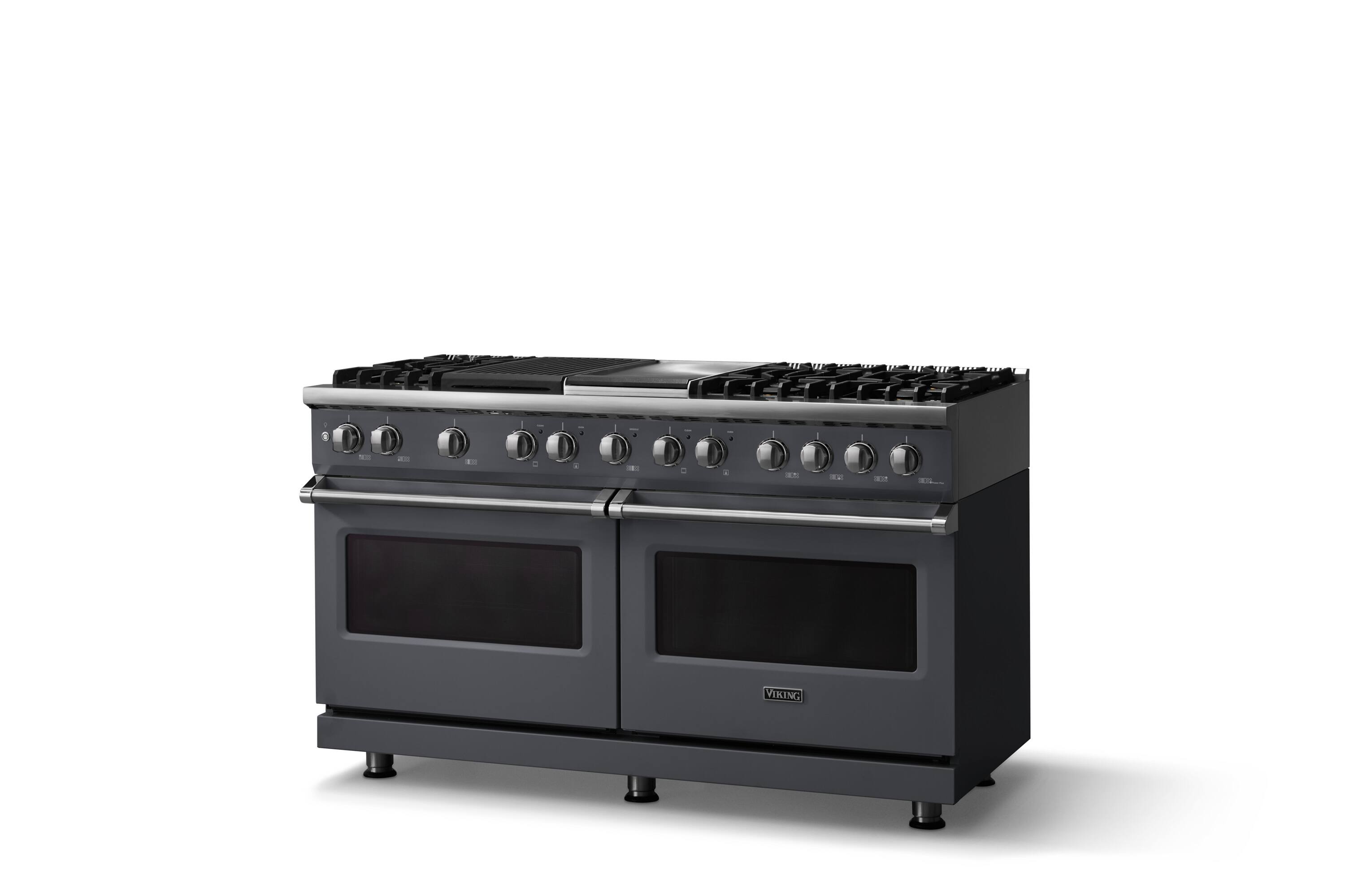 Angle. Viking - Pro 5 Series 9.4 Cu. Ft. Freestanding Sealed 8B LP DF Convection Range/Griddle/Grill - Cast Black - Cast Black.