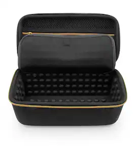 CASEMATIX - Travel Case Fits JBL Flip 5 Portable Bluetooth Speaker – EVA Shell Protection with Accessory Pouch & Handle - Black