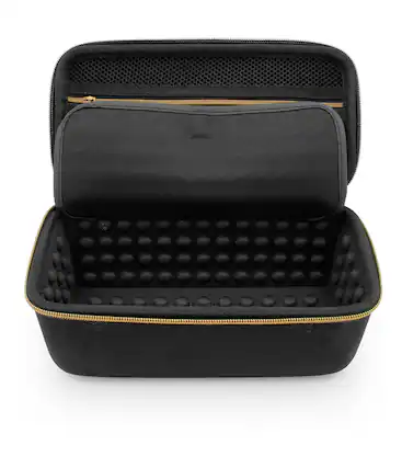 Front. CASEMATIX - Travel Case Fits JBL Flip 5 Portable Bluetooth Speaker – EVA Shell Protection with Accessory Pouch & Handle - Black.