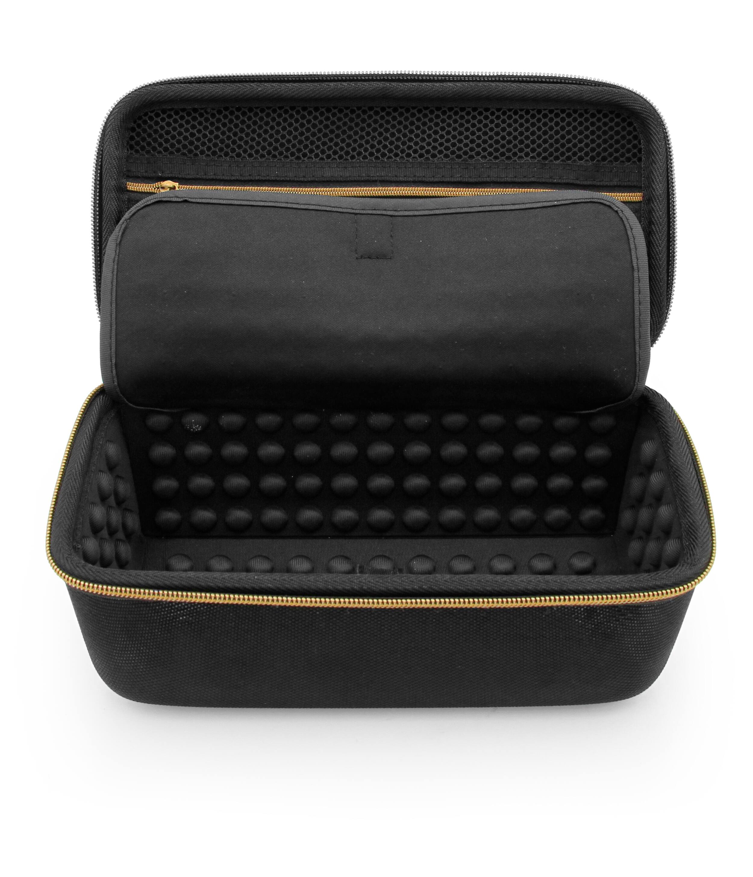 Front. CASEMATIX - Travel Case Fits JBL Flip 5 Portable Bluetooth Speaker – EVA Shell Protection with Accessory Pouch & Handle - Black.