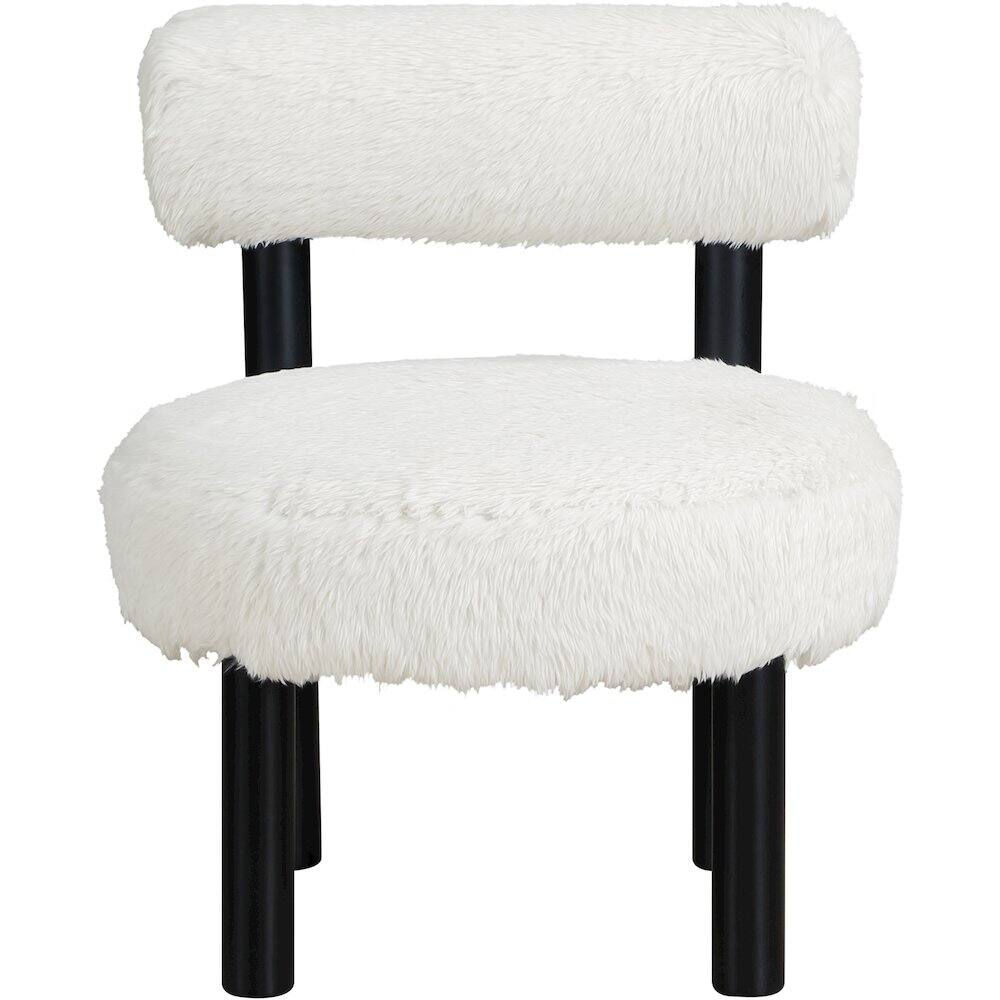Alt View 1. Meridian Furniture - Ambre Cream Vegan Shearling Fabric Upholstered Accent Chair - Black.