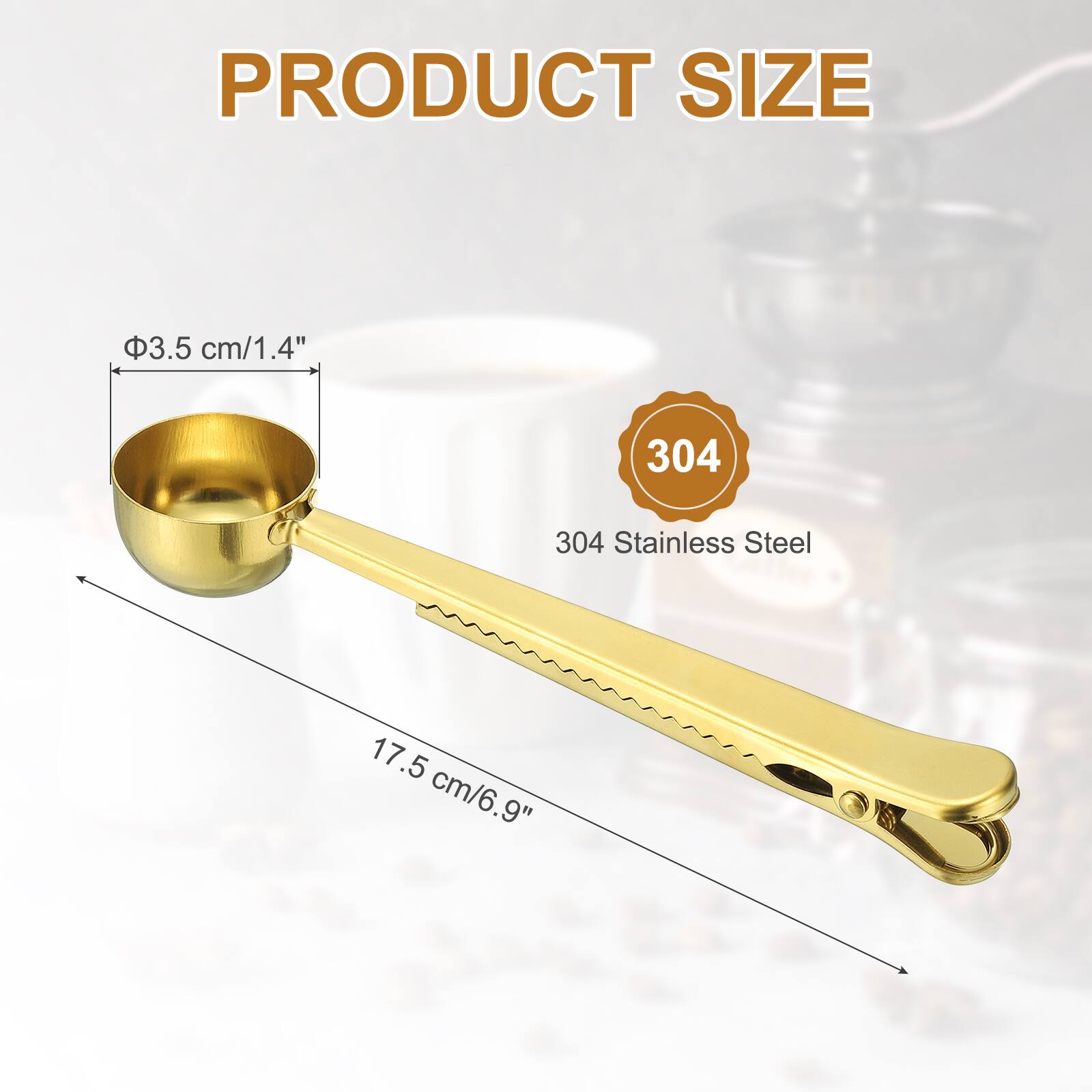 PRODUCT SIZE

Φ3.5 cm/1.4"  
304 Stainless Steel  
17.5 cm/6.9"