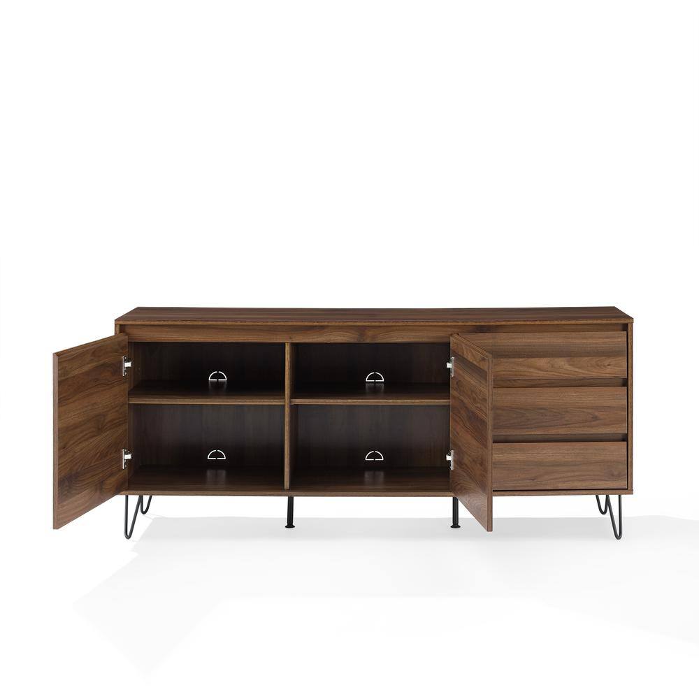 Left. Crosley Furniture - Teagan Record Storage Sideboard - Brown Oak.