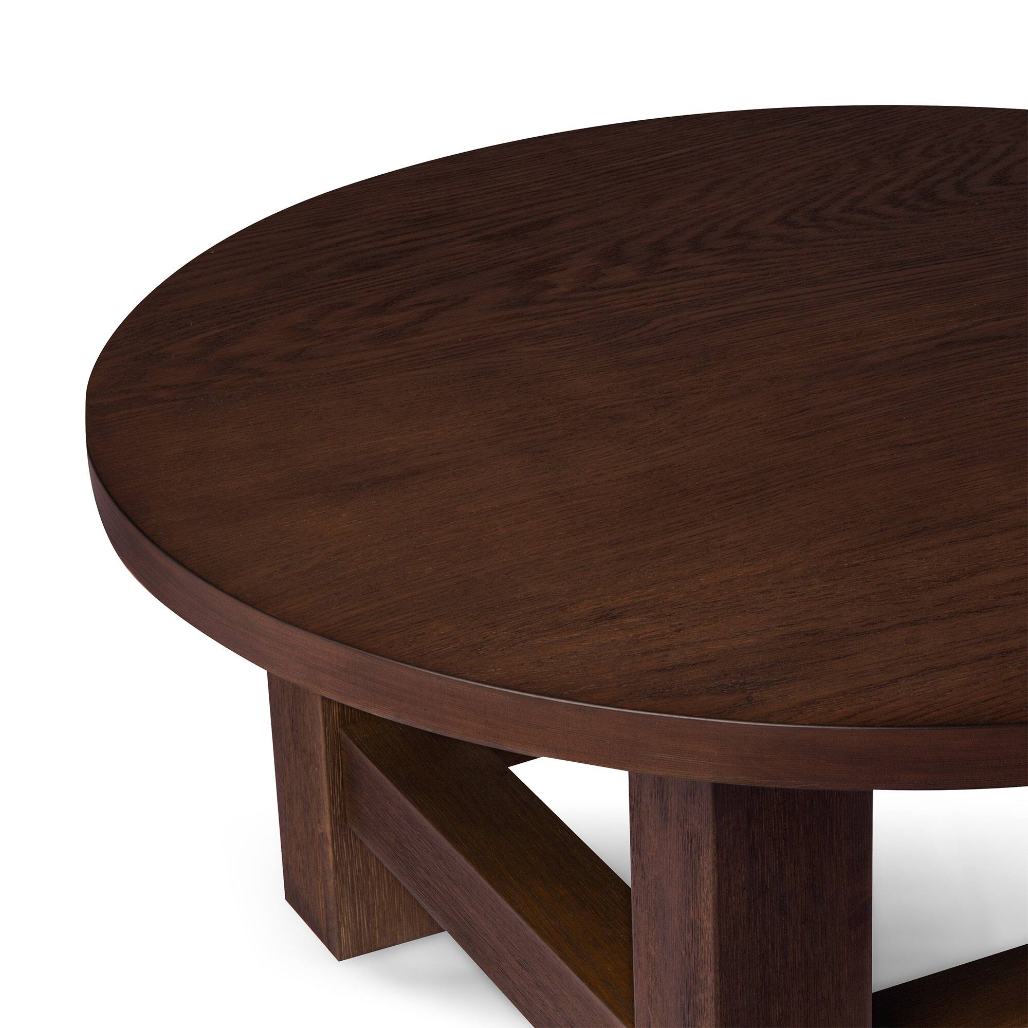 Alt View 3. Maven Lane - Maven Lane Marco Round Wooden Coffee Table Rustic Accent Furniture, Aged Brown - Aged Brown.