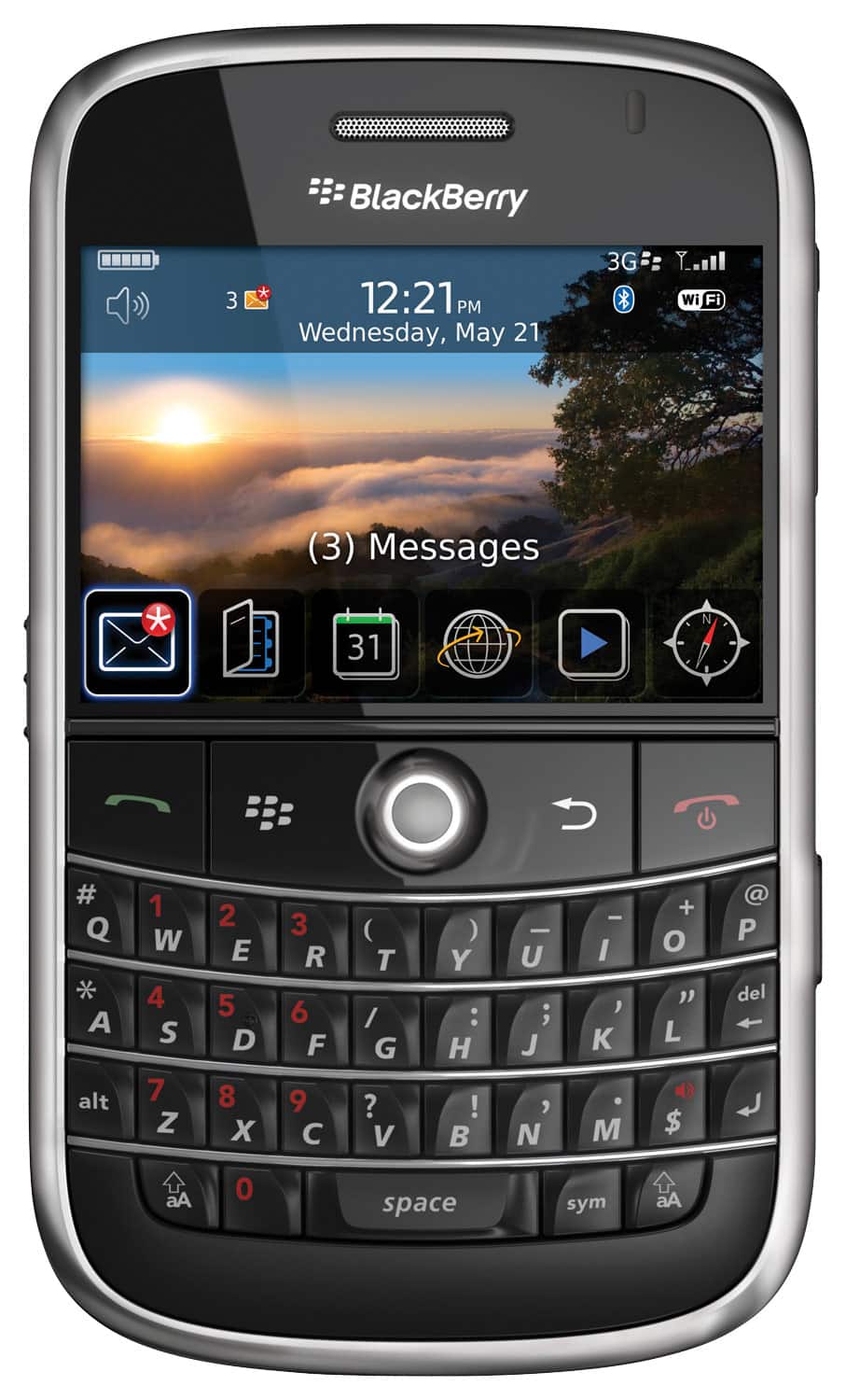 Front. BlackBerry - 9000 Cell Phone (Unlocked) - Black.