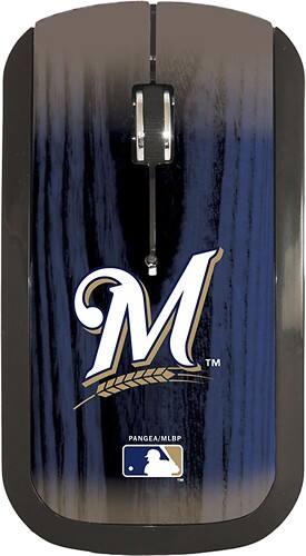 Front Standard. Pangea Brands - Milwaukee Brewers Wireless Optical Mouse - Blue/Gold.