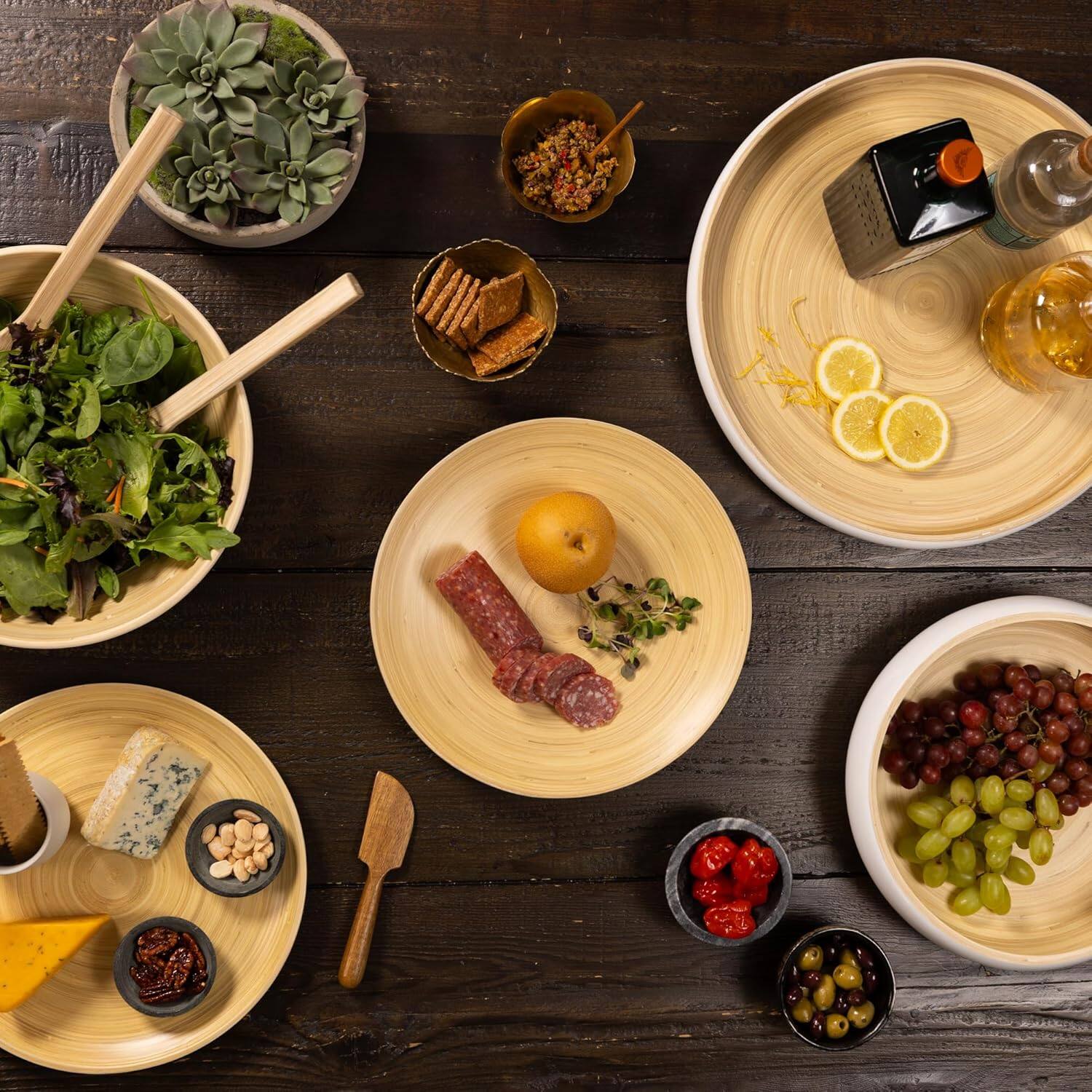 Alt View 1. Lexa - Bamboo Serving Plate Set, 12 Inch x 2, White - White.