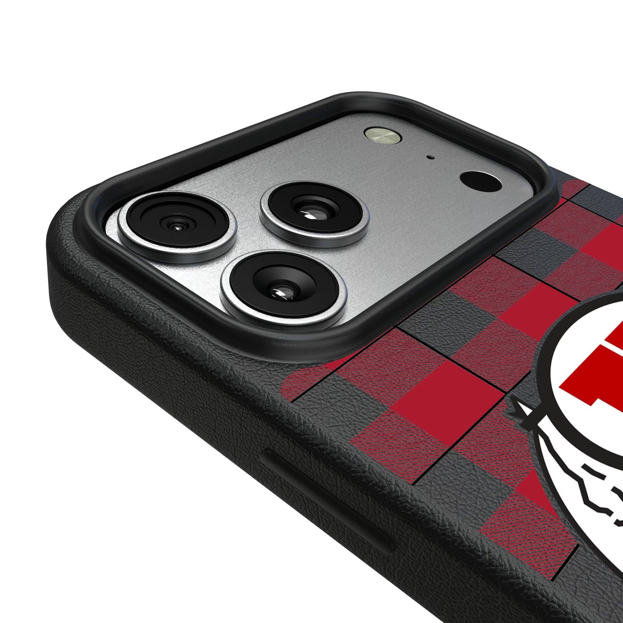 Alt View 2. Keyscaper - Utah Utes Plaid Magnetic Bump iPhone Case - 15 - Black.