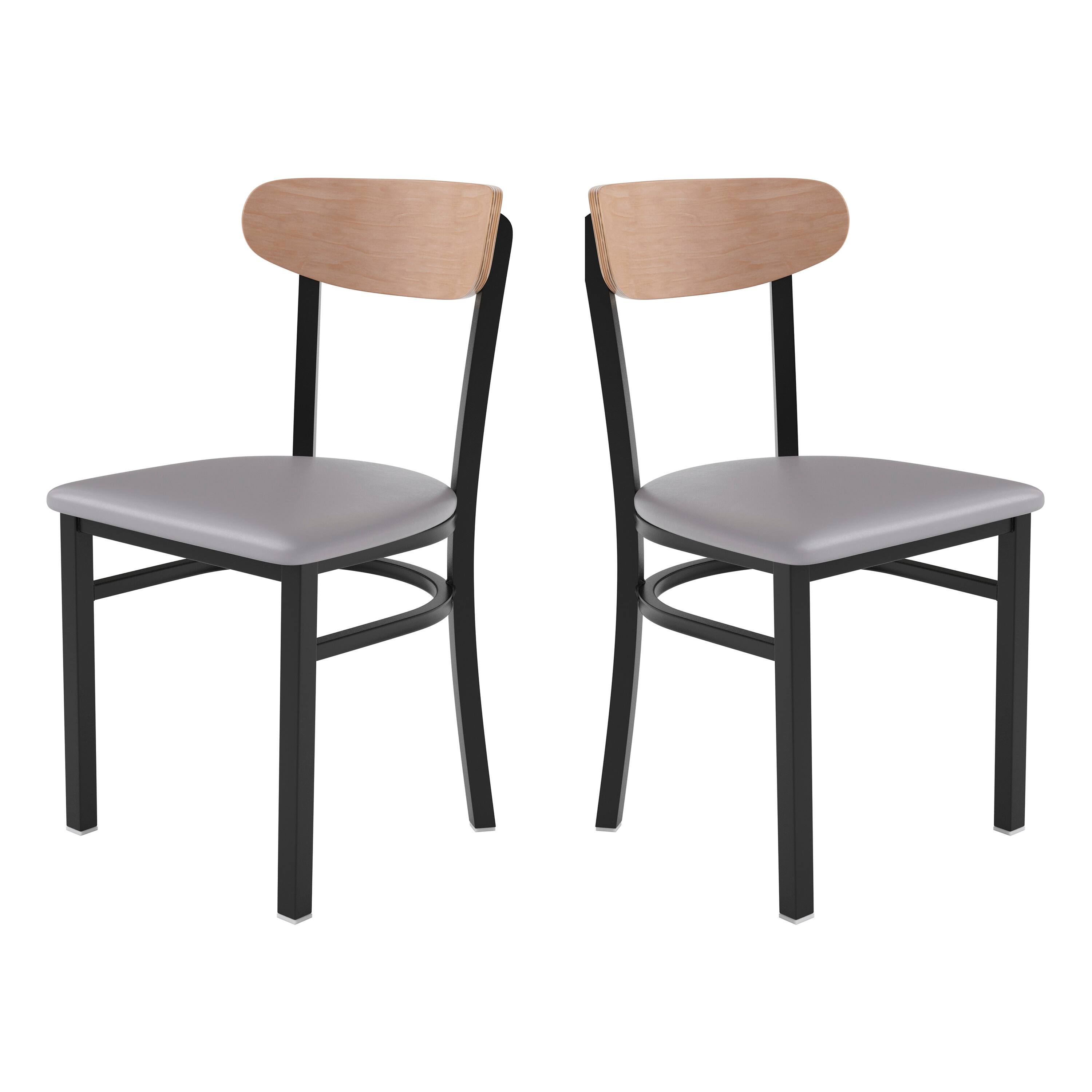 Natural Birch Wood Back/Gray Vinyl Seat