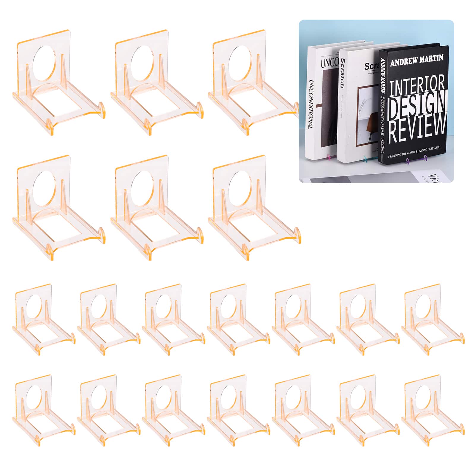 Unique Bargains - 20pcs Book Display Stands, 2" Adjustable Display Holder Mini Clear Easel Collector Stand for Comics, Magazines, DVDs