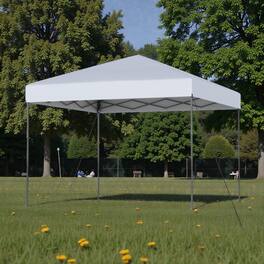 Hivvago - Portable 10x10 Ft Folding Canopy with Storage Bag and Anchoring Stakes - White
