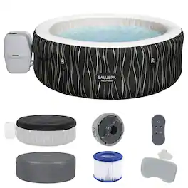 Bestway - SaluSpa Hollywood EnergySense Luxe AirJet Inflatable Hot Tub, Black - Black Print