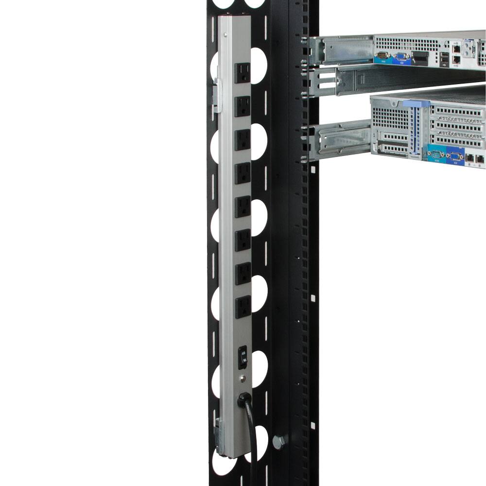 Alt View 2. RackSolutions - RackSolutions Vertical Power Strip Hook Brackets for 111 Open Frame Rack Vertical Cable Bar - Black.