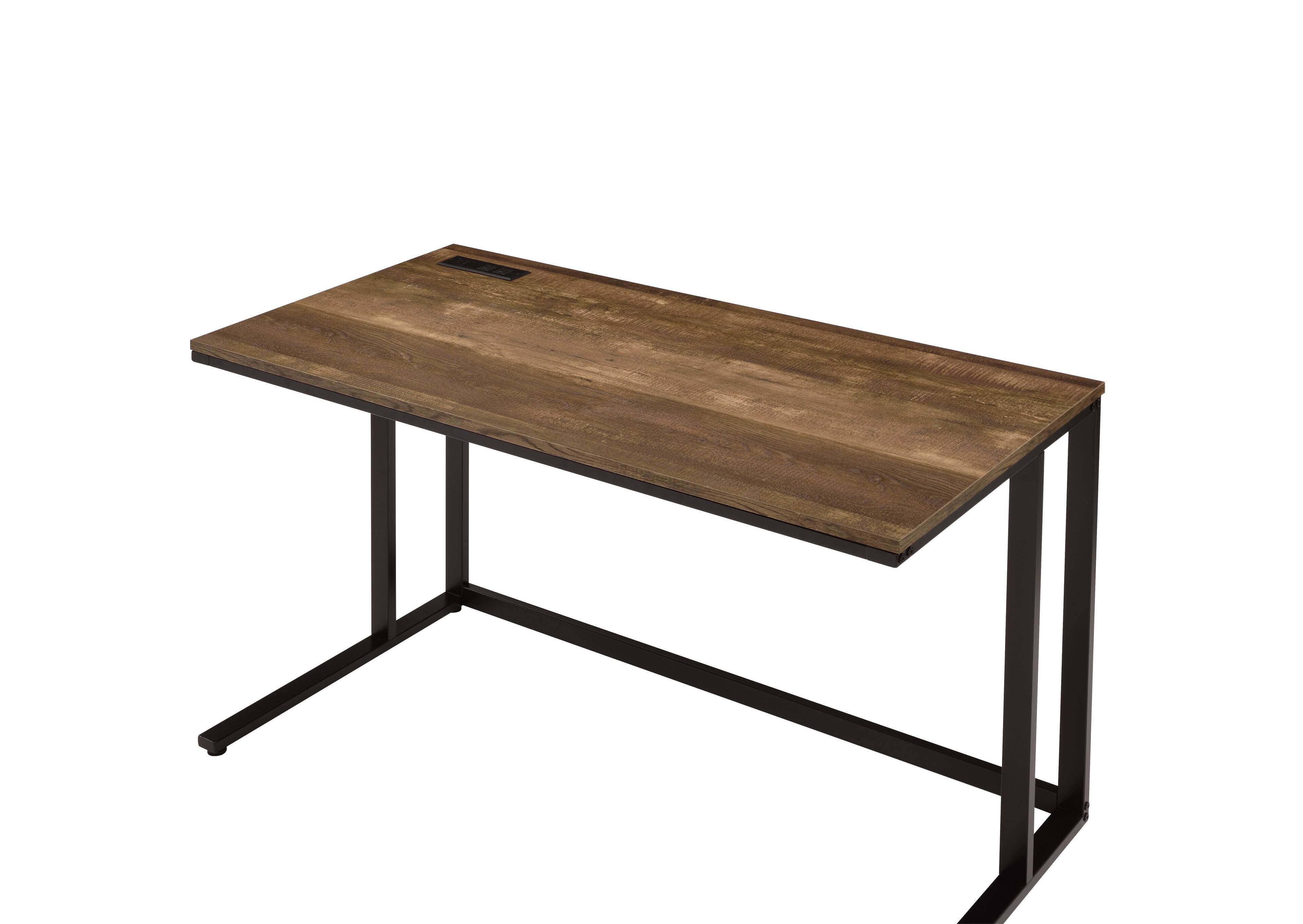 Alt View 5. Glintex - Office Computer Writing Desk with USB Port, Spacious Rectangular Surface, Easy Assembly & Open Base Design - Walnut+black.