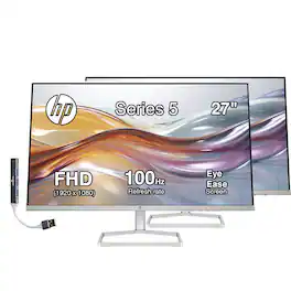 HP - 27" FHD IPS Monitor with 300 nits Brightness, Flicker Free, Anti-Glare, HDMI & DKZ Hub,2 Pack - Black/Silver