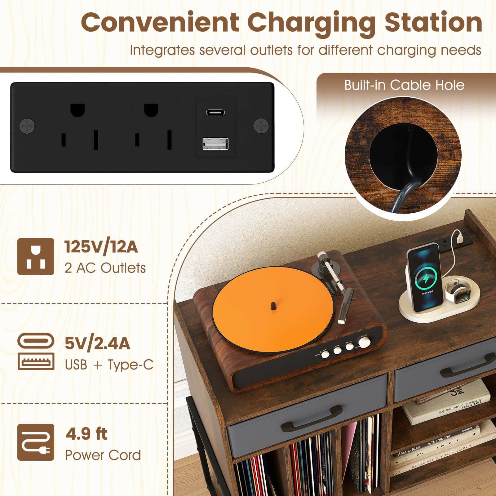 Convenient Charging Station  
Integrates several outlets for different charging needs  

Built-in Cable Hole  

125V/12A  
2 AC Outlets  

5V/2.4A  
USB + Type-C  

4.9 ft  
Power Cord  

EUIISON  
Sz GUARA  
Afena