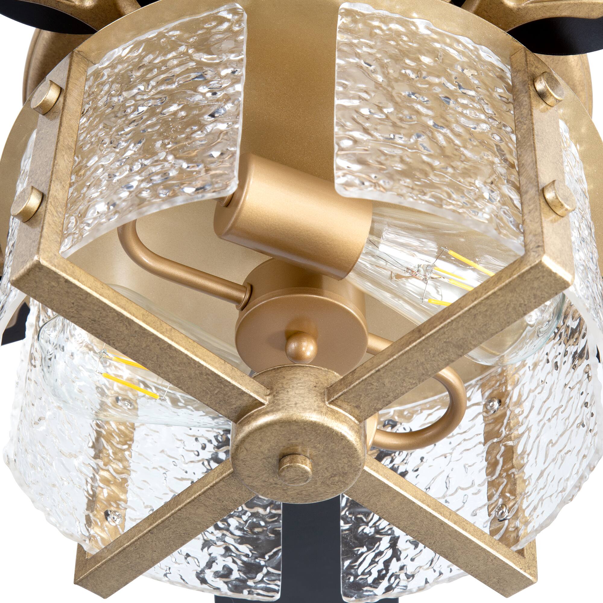 Alt View 9. Breezary - 52-Inch Large Ceiling Fan with Light Fixture, 5 Dual-Finish Plywood Blades, DC Motor, Remote Control, 5/10-Inch Downrods - Brushed Gold with Black and Rich Walnut.