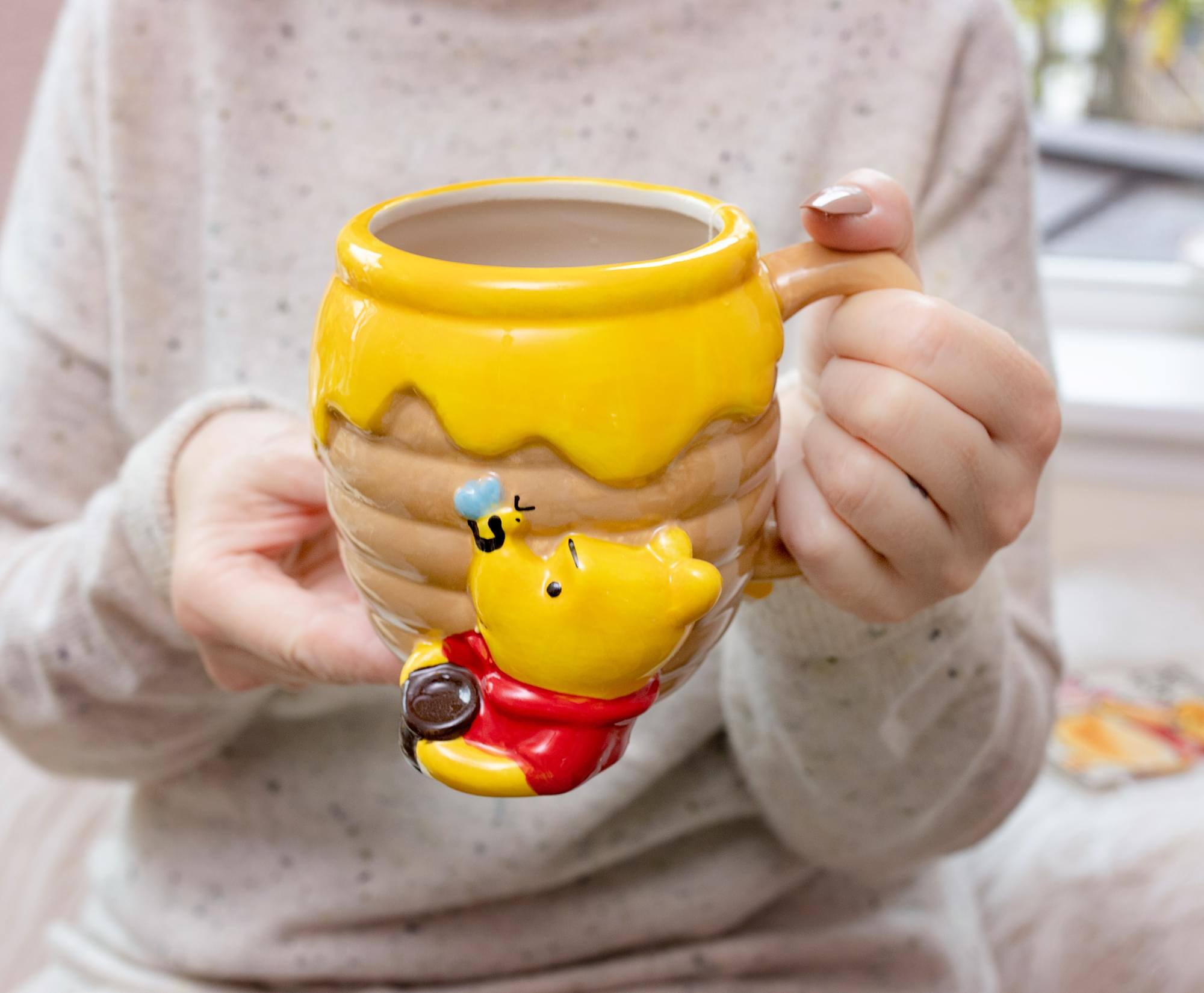 Alt View 4. Disney - Disney Winnie the Pooh Honey Pot Sculpted Ceramic Mug | Holds 23 Ounces - Yellow.