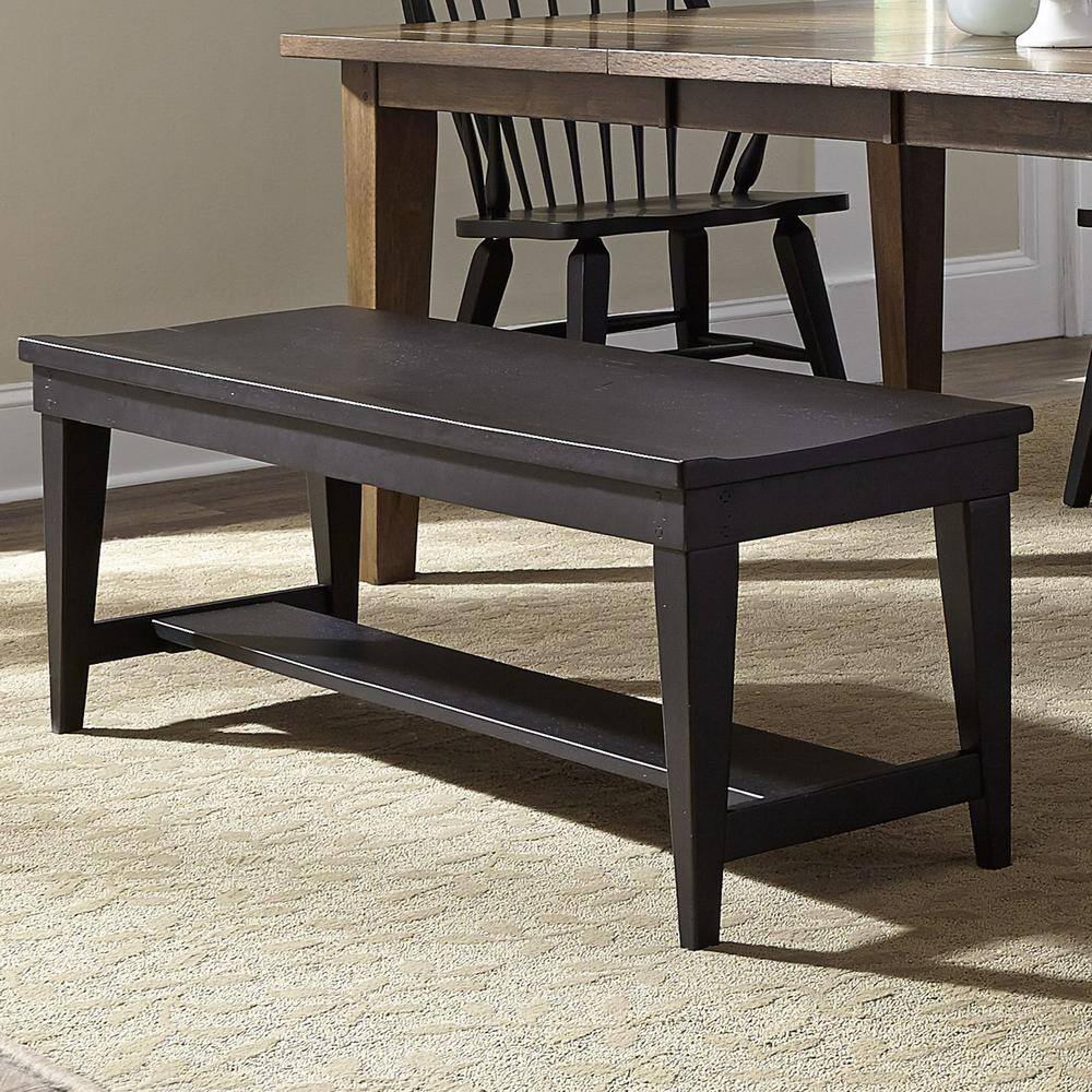 Alt View 1. Liberty Furniture Industries - Hearthstone Ridge Bench - Black (RTA) in Tobacco - Brown.