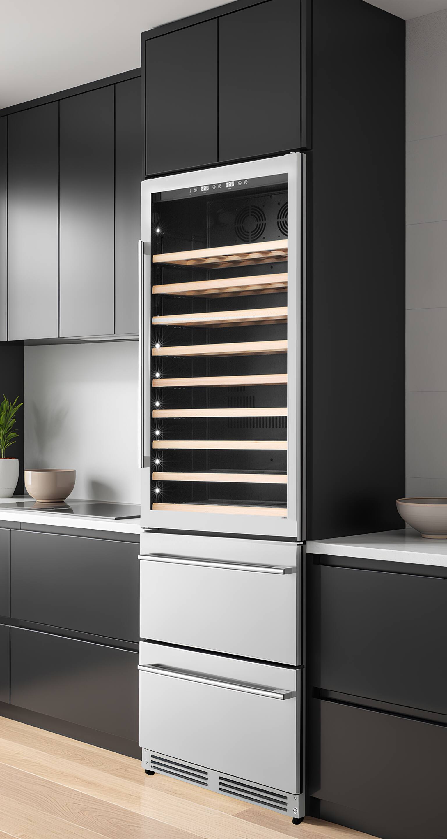 Alt View 1. Kucht - 24 in. Dual Zone 108-Wine Bottles and 100-Cans Beverage & Wine Cooler in Stainless Steel - Stainless Steel.