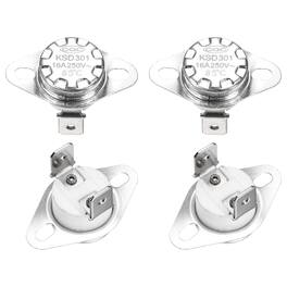 Unique Bargains - KSD301 Thermostat 85°C/185°F 16A Normally Closed N.C Temperature Switch for Microwaves/Oven 4pcs Ceramic - Silver