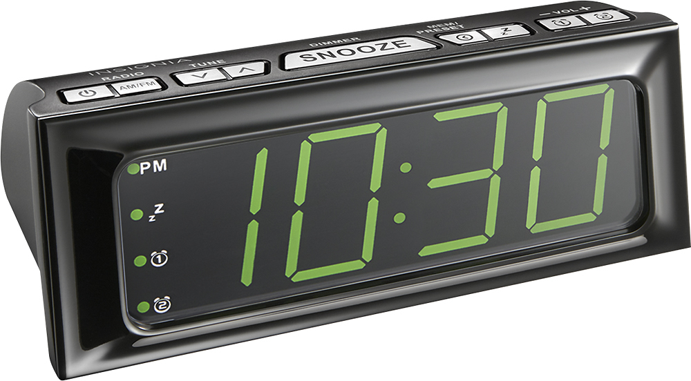Angle View: Insignia™ - Digital AM/FM Dual-Alarm Clock - Black