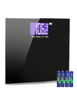 Pacoar Cade - Digital scale tempered glass platform, highly accurate perfect for family use, Space-Saving, Digital Display - Black