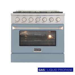 Kucht - 36 in. 5.2 cu. ft. Propane Gas Range with Sealed Burners and Convection Oven in Light Blue - Light Blue