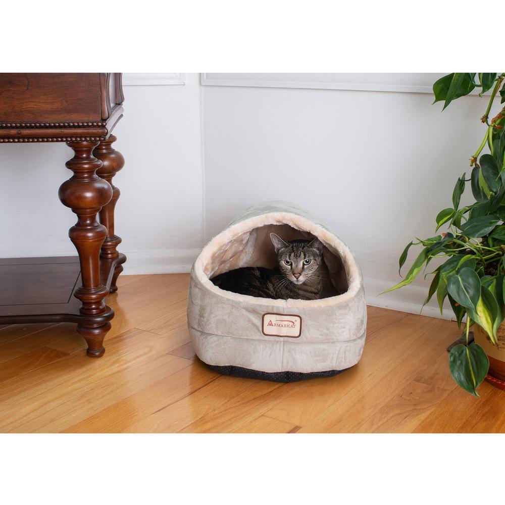 Left. Armarkat - Cat Bed Sage Green - Beige.