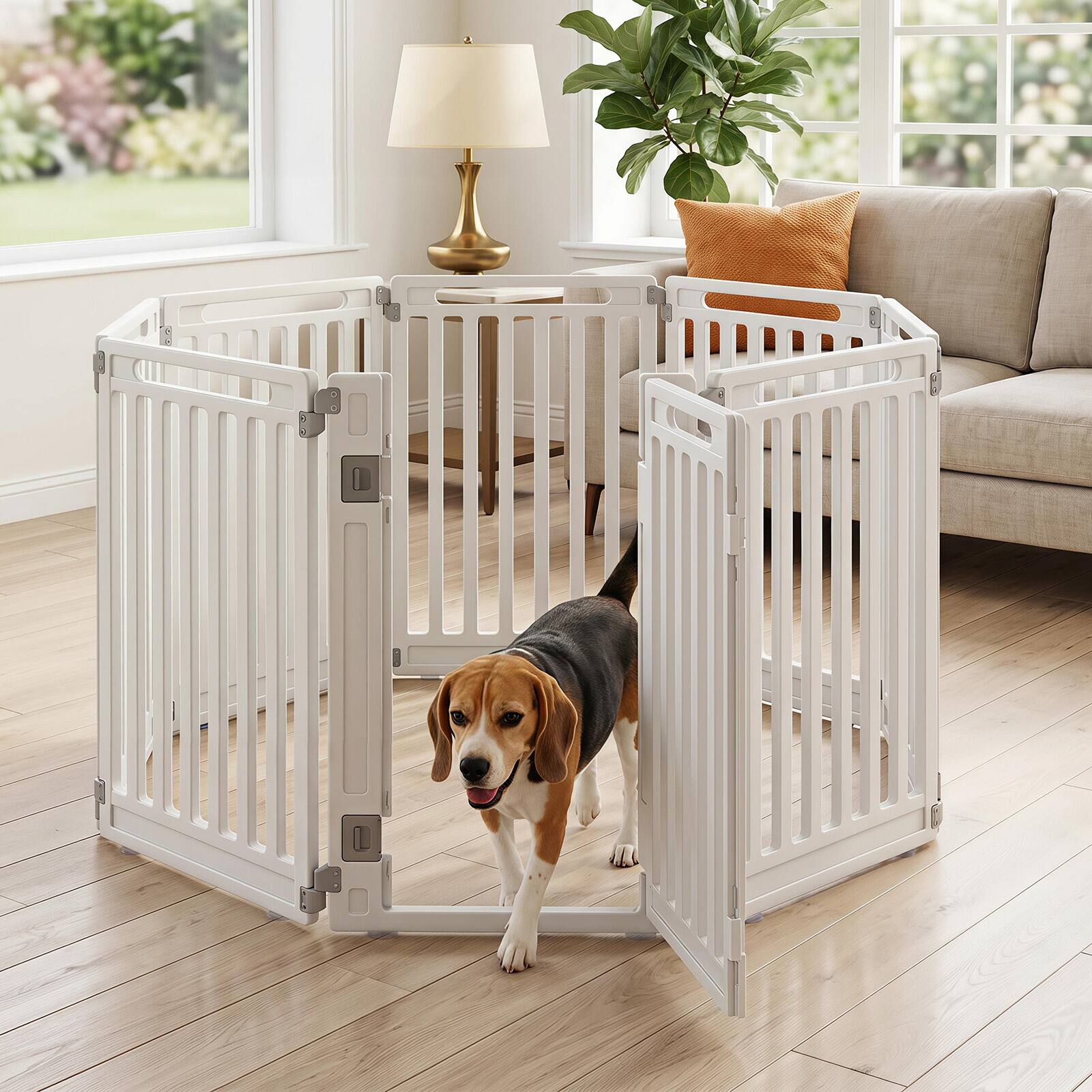 Alt View 1. Gymax - Gymax Indoor Outdoor Dog Playpen w/Door Lock 31.5'' Height 8 Panels for RV Camping White - White.