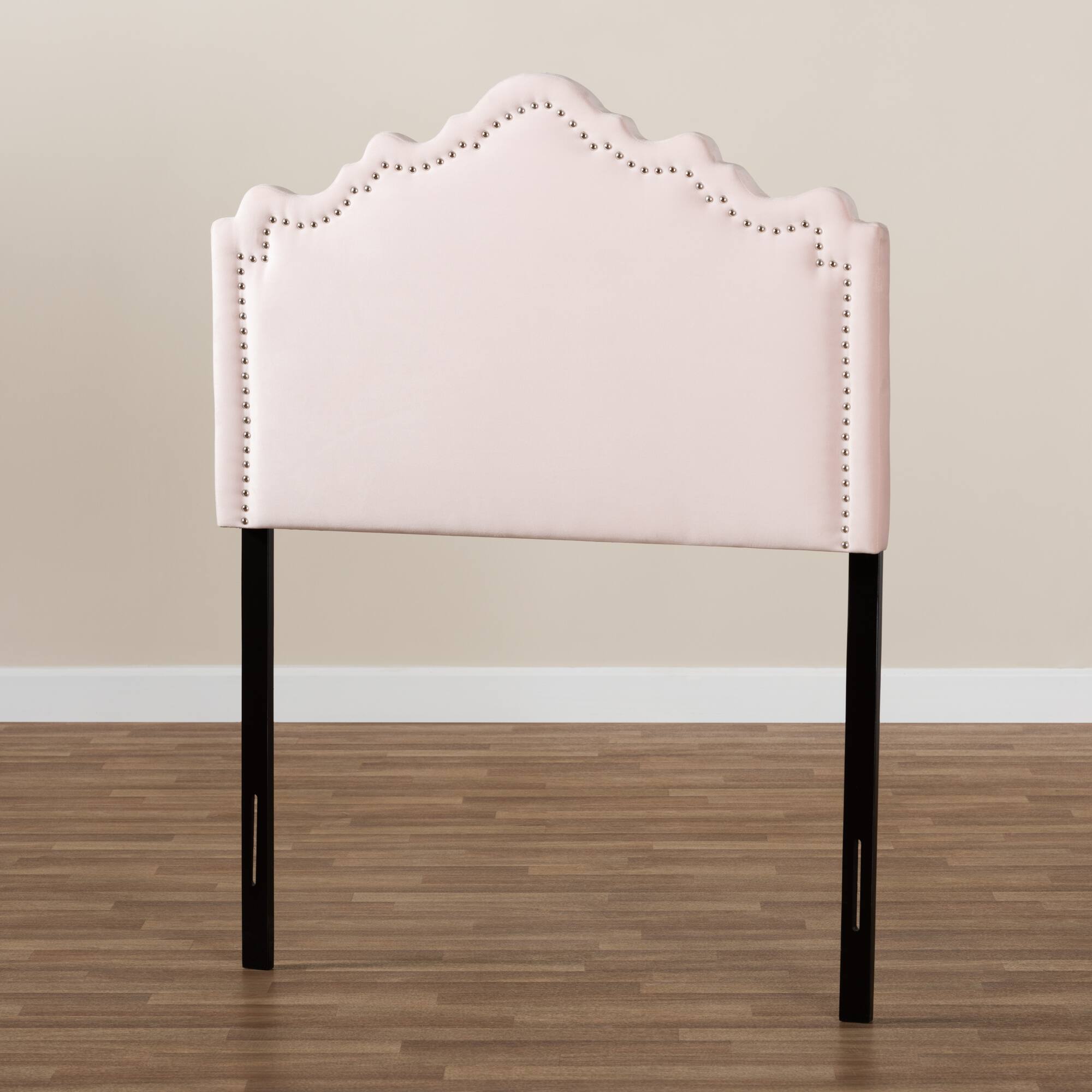 Alt View 1. Baxton Studio - Nadeen Modern and Contemporary Velvet Fabric Upholstered Twin Size Headboard - Light Pink.