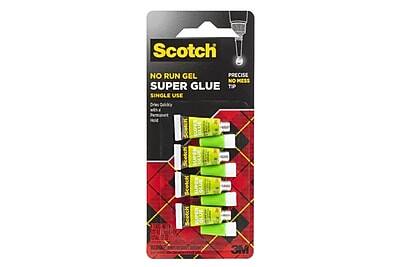 Scotch  
NO RUN GEL  
PRECISE NO MESS  
SUPER GLUE  
SINGLE USE  

3M