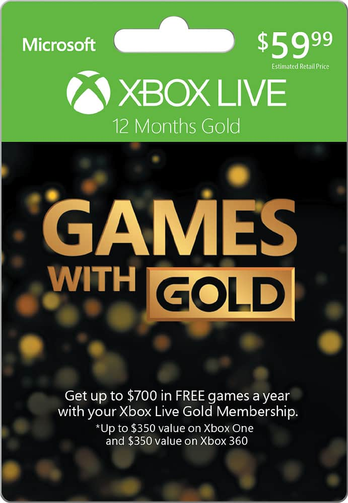 Microsoft Xbox LIVE 12 Month Gold Membership Card 