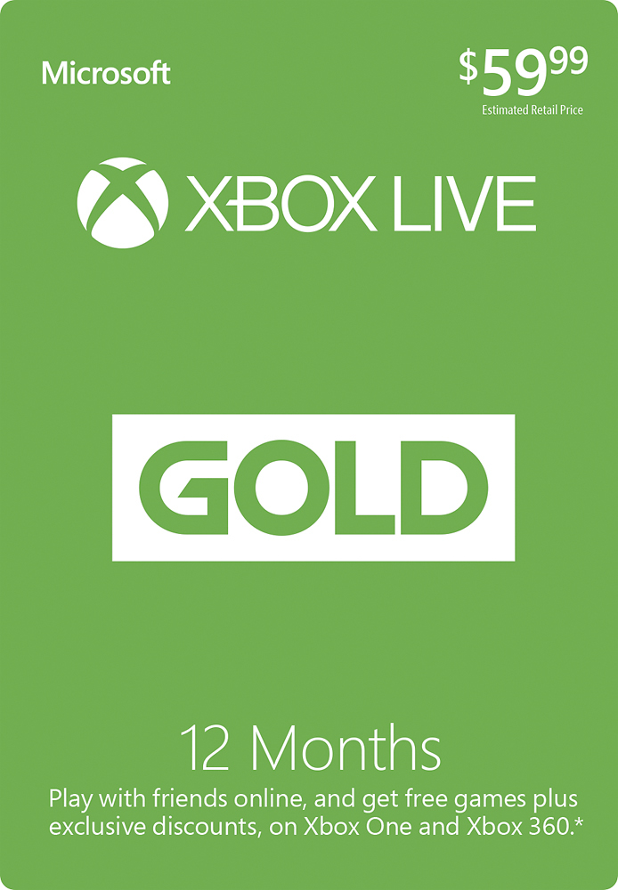 warm vloeiend Jasje Microsoft Xbox Live 12 Month Gold Membership XBOX 12MO SUBSCRIPTION 2015 $5  - Best Buy