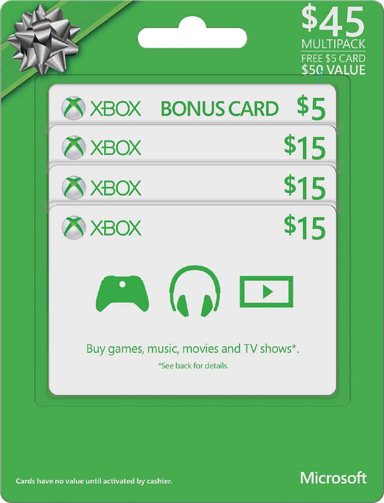 Microsoft 15 Xbox Gift Cards 3 Pack 5 Bonus XBOX Best Buy