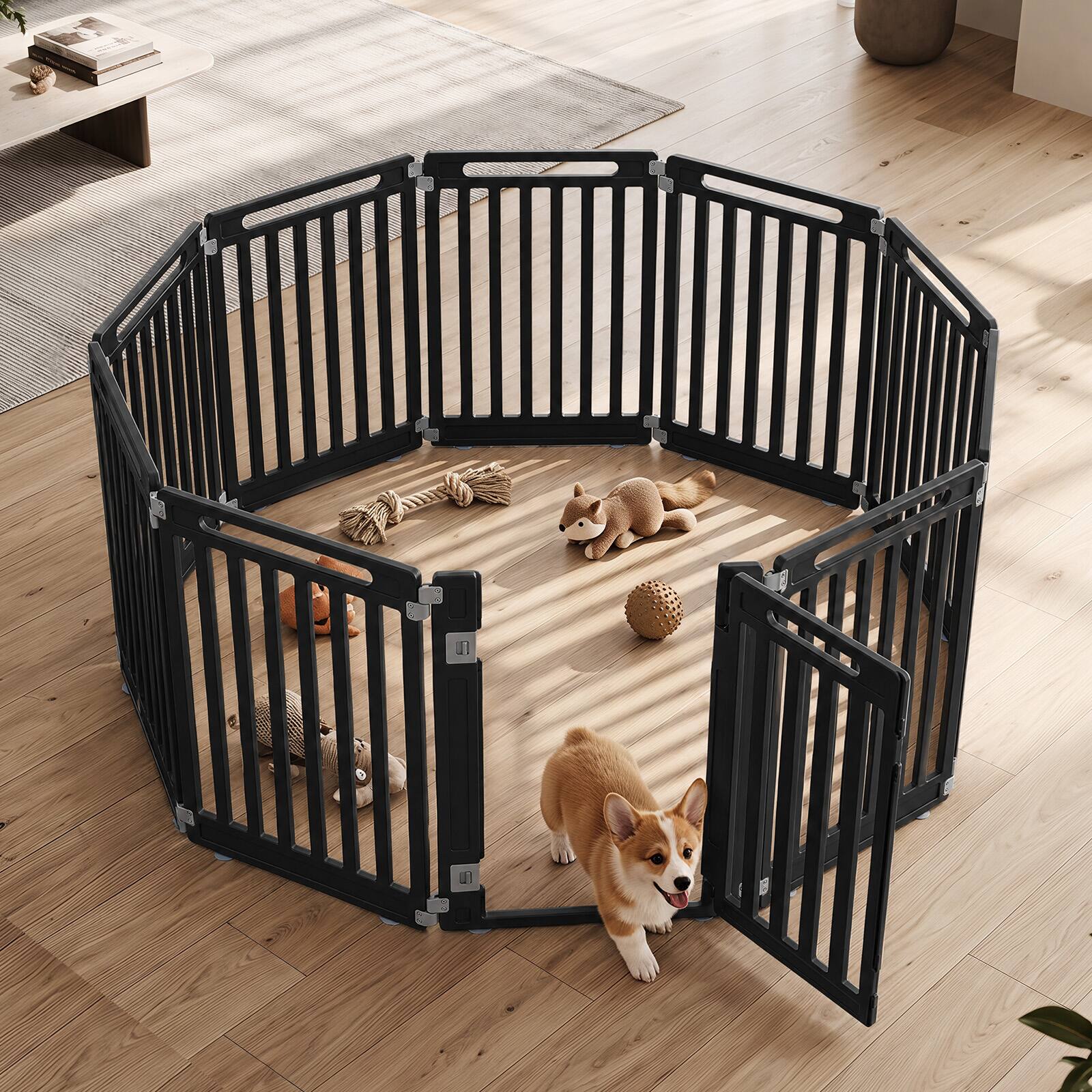 Alt View 4. Gymax - Gymax Indoor Outdoor Dog Playpen w/Door Lock 31.5'' Height 10 Panels for RV Camping Black - Black.