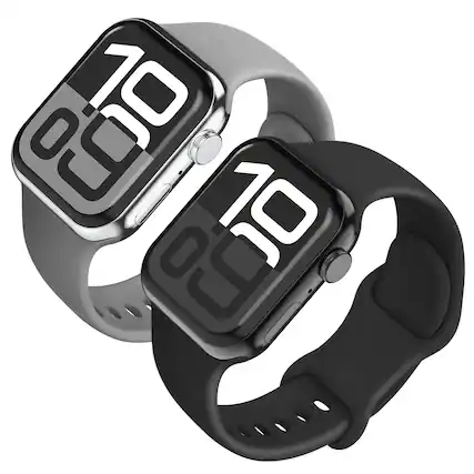 Front. Vena - 2 Pack For Apple Watch Band Series 10 42mm, Band Series 11 41mm 9/8/7, Silicone Sport Strap For iWatch 40mm, Gray+Black - Multi.