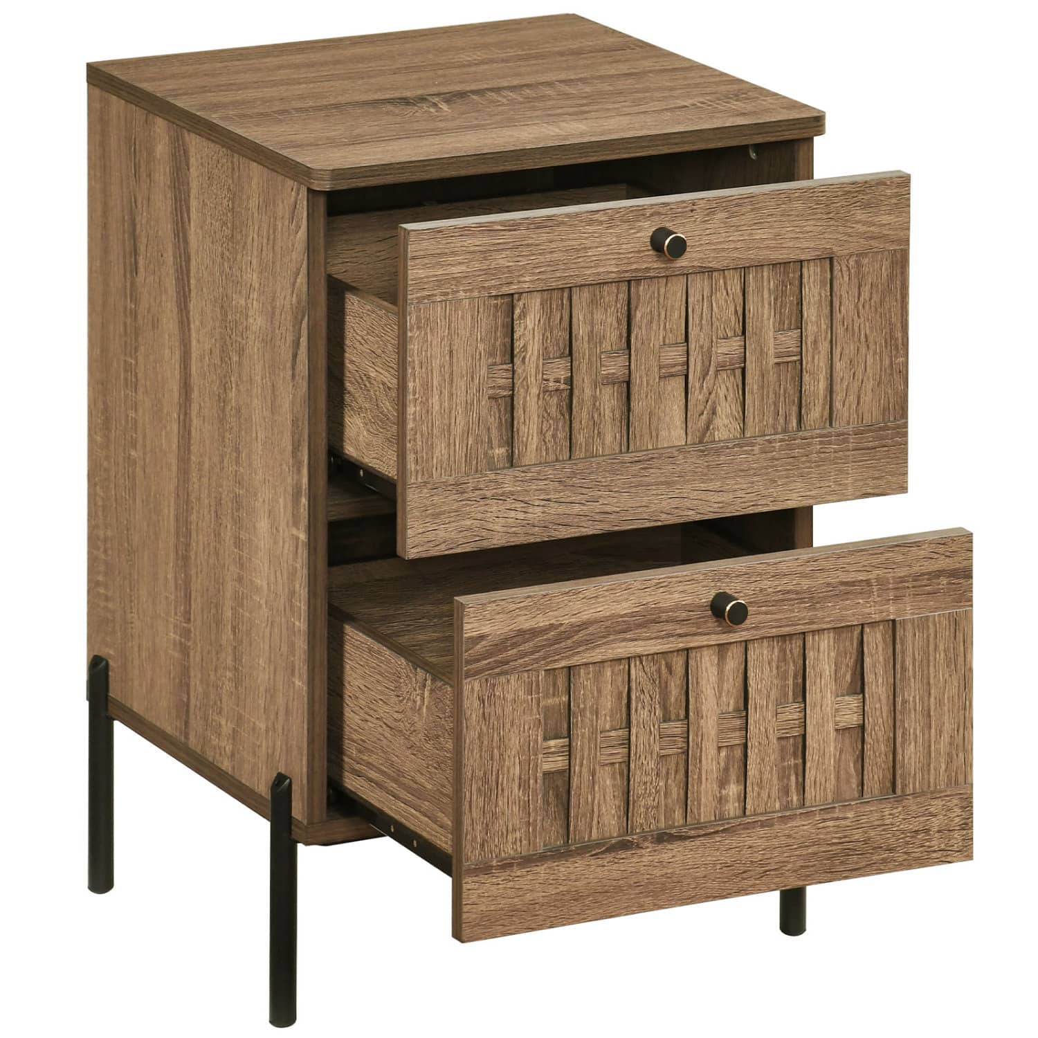 WELLFOR - Mid-Century Modern Nightstand with Storage Drawers - Rustic Brown price history on PriceWatchPro