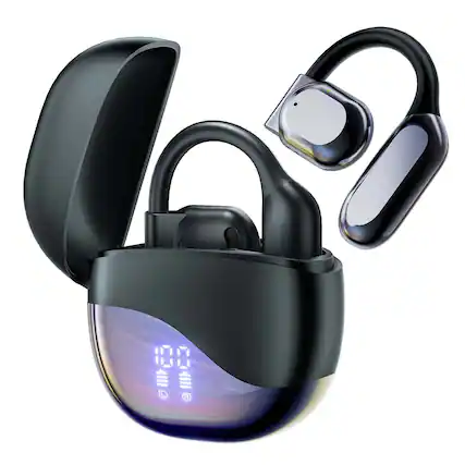 Front. VEAT00L - VEATOOL Open-Ear Sport Earbuds | Bluetooth 5.4, 50H Playtime, Earhooks, Noise-Cancelling Mic, Lightweight for Sports - 黑色.