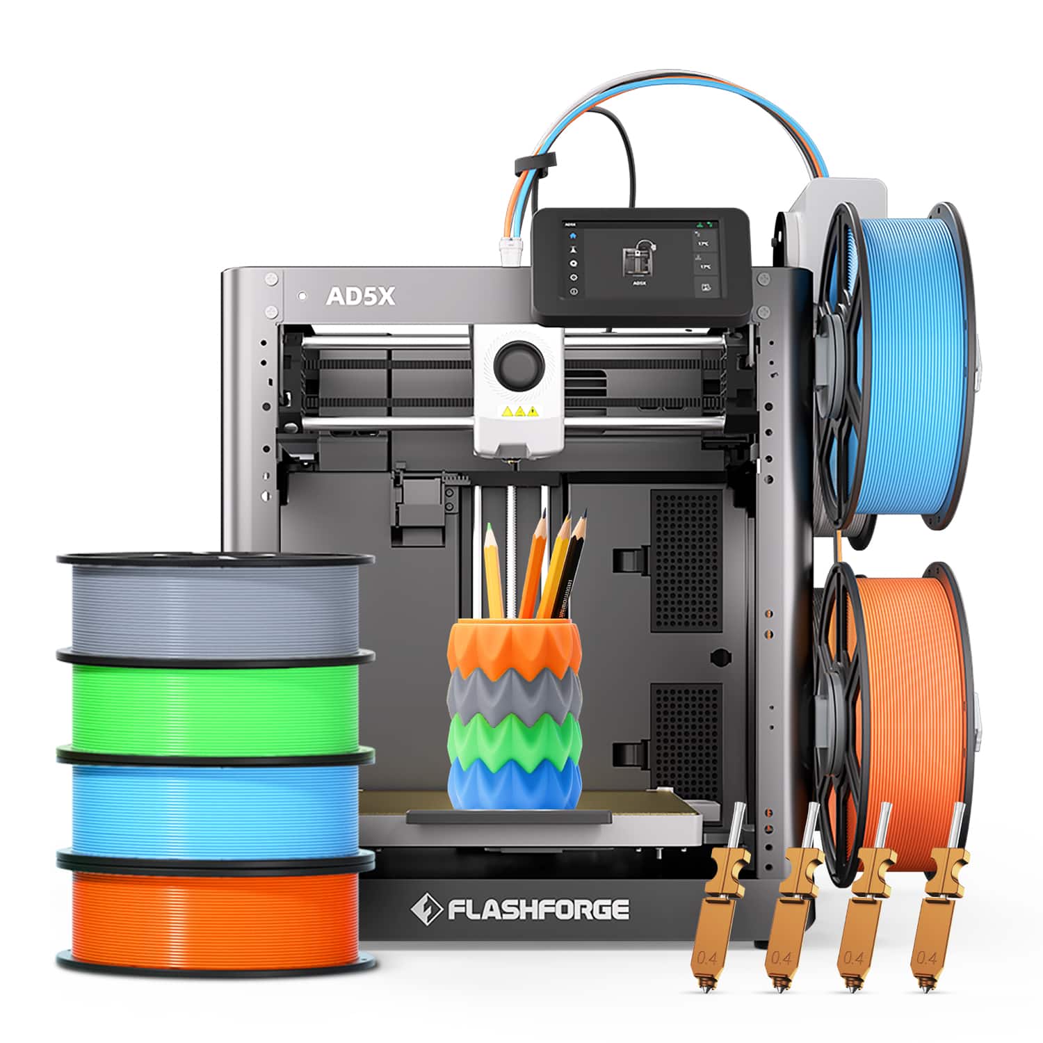 Flashforge - AD5X Multi-Color 3D Printer, 4-Color IFS, Auto Leveling, Max 600mm/s High Speed Printing, 220×220×220mm - Black