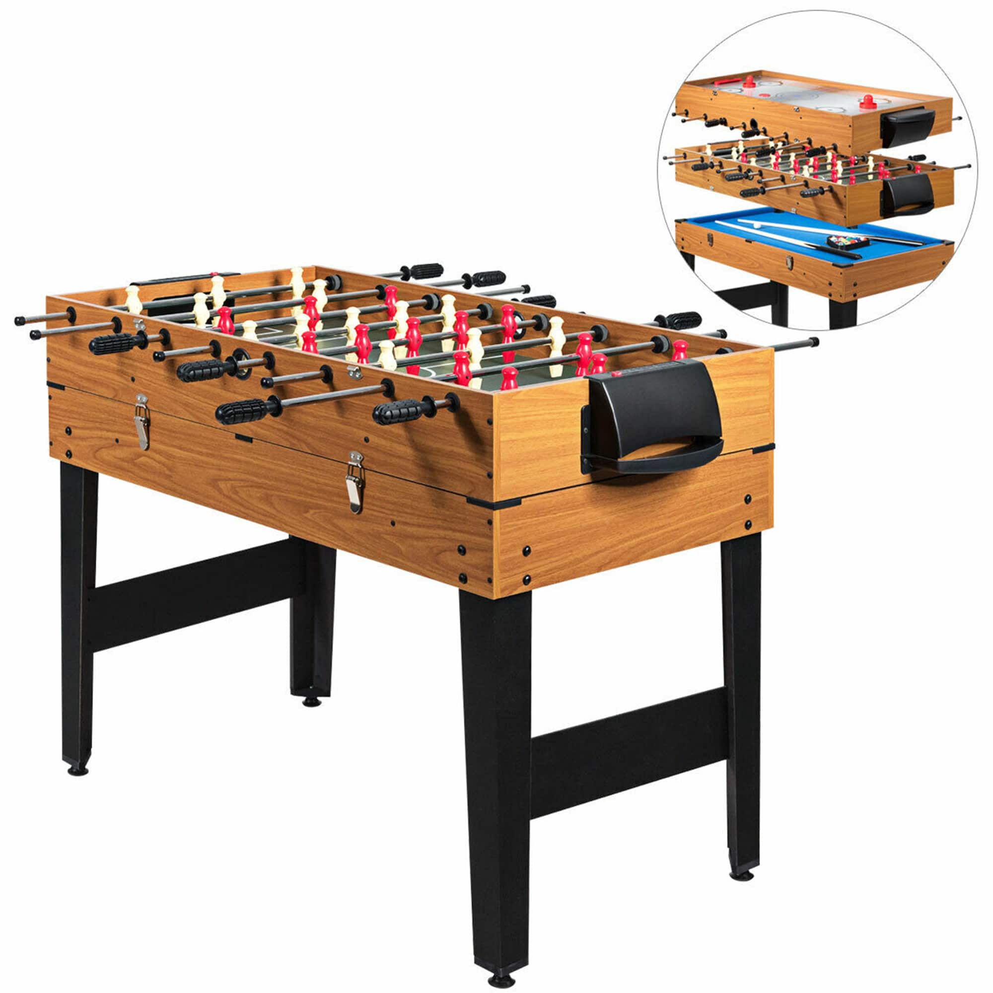 Gymax - 48'' 3-In-1 Multi Combo Game Table Foosball Soccer Billiard Slide Hockey For Kids