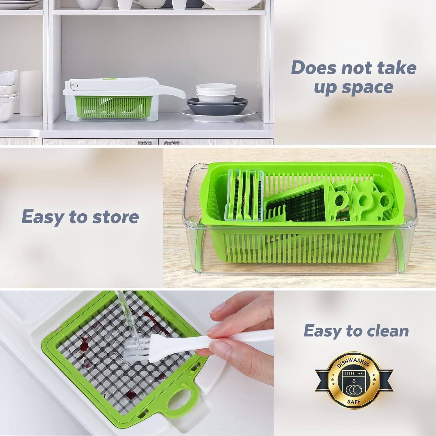 - Does not take up space
- Easy to store
- Easy to clean
- DISHWASHER SAFE